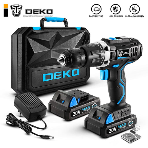 DEKO GCD20DU 20V Max Household DIY Woodworking Lithium-Ion Battery Cordless Drill Driver Power Tools Electric Drill Power Drill