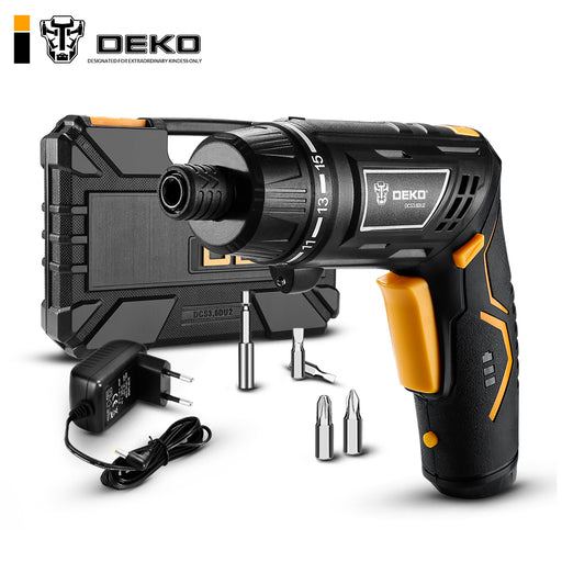 DEKO DCS3.6DU2 Cordless Electric Screwdriver Household Rechargeable battery Screwdriver with Twistable Handle with LED Torch
