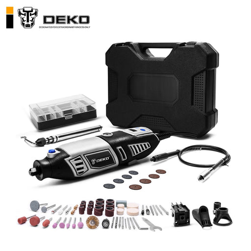 DEKO GJ201 LCD Variable Speed Rotary Tool Dremel Style Engraver Electric Mini Drill Grinder w/ Flexible Shaft Set4