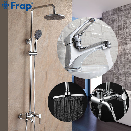 Frap New Arrival Bathroom Combination Basin Faucet and Shower Faucet Single Handle Cold and Hot Water Mixer F2416 F1013