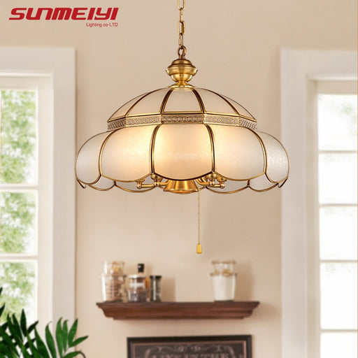 Vintage Copper LED Pendant Lights With Glass Shade For Living room Dining room Kitchen Gold Pendant Lamp lampa wiszaca