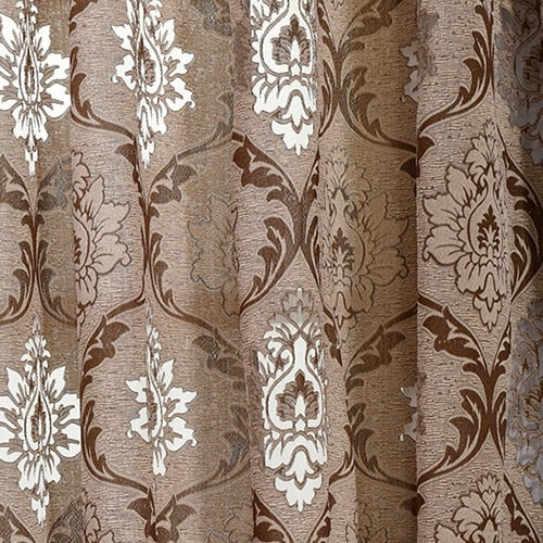 NAPEARL Window Panel Screening Floral Jacquard Semi-shades Curtains Free Shipping Brown for Bedroom Natural Ready Made Fabrics