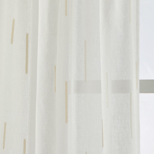 Modern geometric faux linen curtain semi-sheer jacquard curtain drop Striped simple tulle curtain living room custom made ready
