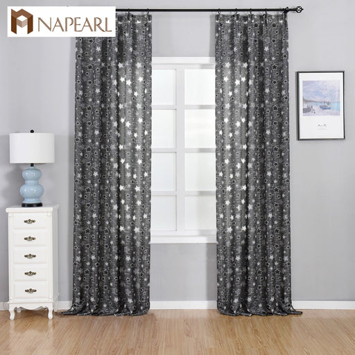 NAPEARL Jacquard Stars Pattern Thick Fabric Living Room Curtain Custom Window Treatment Ready Made Drapery Home Textiles Shades