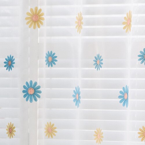 NAPEARL Embroidered curtains linen children room girl bedroom blue green blackout curtain drape floral short window curtains