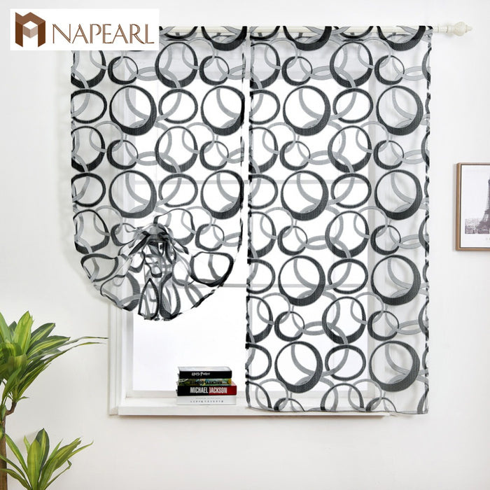 Short roman curtain jacquard valance curtain home decoration geometric design red yellow brown gray blue red ready made curtains