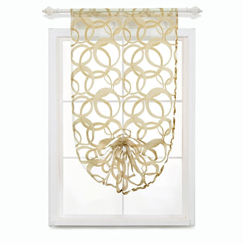 Short roman curtain jacquard valance curtain home decoration geometric design red yellow brown gray blue red ready made curtains