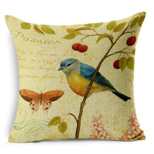 NAPEARL High Quality Stitching Birds Printed Pattern Pillowcase Cotton Textured Weave Cushion Cover Chiar Sofa Cloth Fabirics