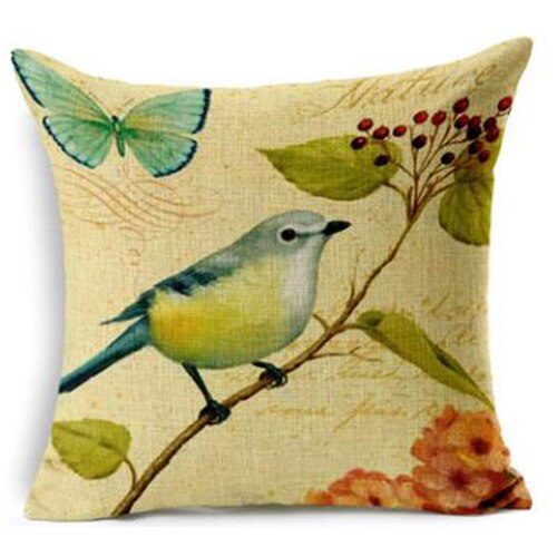 NAPEARL High Quality Stitching Birds Printed Pattern Pillowcase Cotton Textured Weave Cushion Cover Chiar Sofa Cloth Fabirics