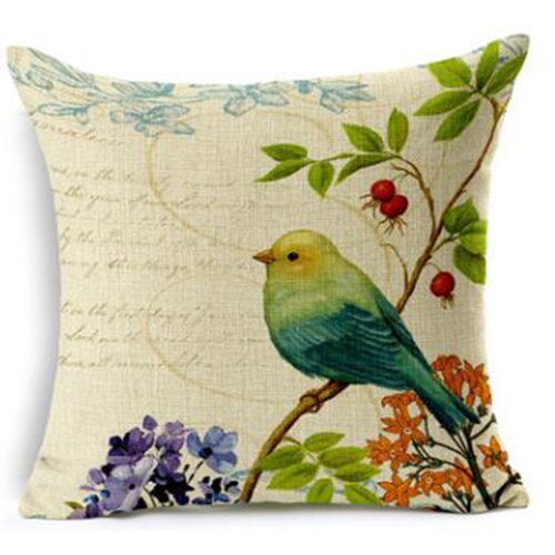 NAPEARL High Quality Stitching Birds Printed Pattern Pillowcase Cotton Textured Weave Cushion Cover Chiar Sofa Cloth Fabirics