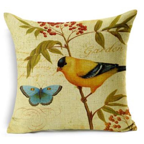 NAPEARL High Quality Stitching Birds Printed Pattern Pillowcase Cotton Textured Weave Cushion Cover Chiar Sofa Cloth Fabirics