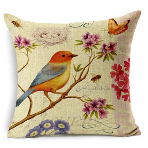 NAPEARL High Quality Stitching Birds Printed Pattern Pillowcase Cotton Textured Weave Cushion Cover Chiar Sofa Cloth Fabirics
